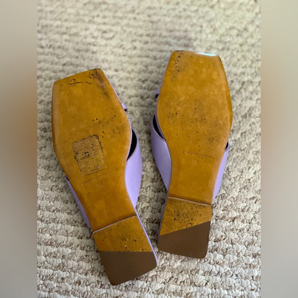 Jonathan Simkhai Shae Square Toed Flat Sandals Lupine Lavender Leather - Picture 6 of 6